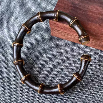 蓝遇紫竹藤手镯紫竹根手环黑竹子鸡血藤手工男女情侣款定制民族银饰