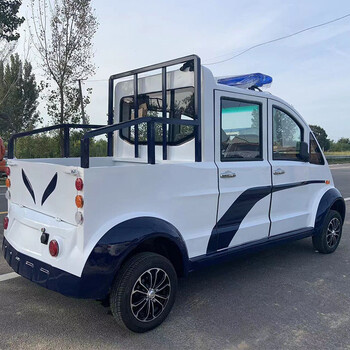 贵本四轮电动巡逻车带斗双排5座带门营区厂区物业货斗拉货箱货车场内