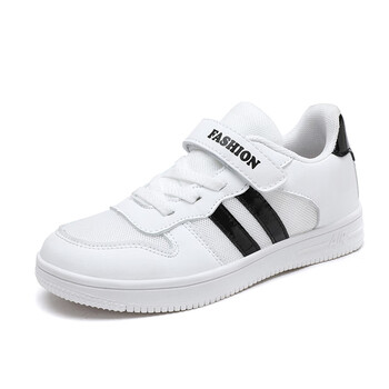 鸿星尔克儿童小白鞋男童板鞋女童休闲鞋中大童小学生网面运动鞋白黑26