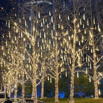 乐百纳流星雨led灯太阳能户外防水挂树灯圣诞树装饰灯新年元旦春节
