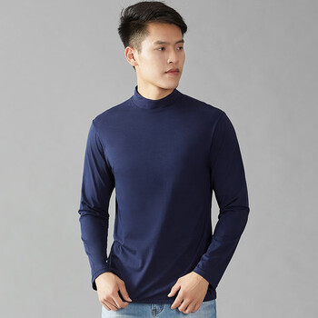 浪莎中领长袖男莫代尔棉半高领立领内衣休闲秋衣上衣衫男装衬衣裤线衣