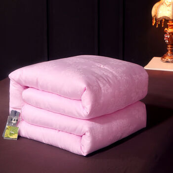 百思寒全棉提花婚庆大红蚕丝被子结婚陪嫁喜被春秋被冬被纯芯粉色150