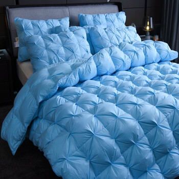 被子白鹅绒鸭绒被芯轻薄双人单人全棉保暖春秋夏冬四季通用款蓝色精选