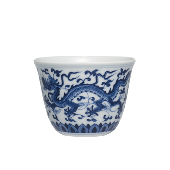 明成化青花龙纹系列青花盖碗传统手工绘画大茶杯瓷林明赏 青花龙纹杯