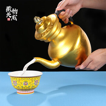 藏式供水壶 酥油茶壶藏式尼泊尔青稞壶铝制水壶家居敬水壶茶具摆件