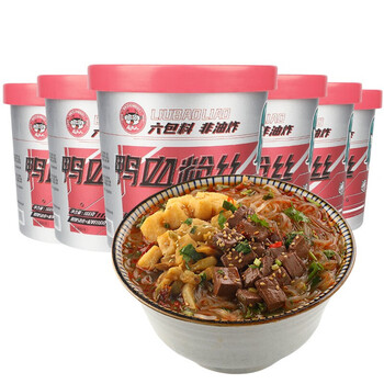食族人鸭血粉丝166g*6桶整箱装 麻辣米粉米线粉丝酸辣粉食人族爆肚粉
