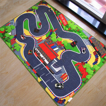 马路跑道交通玩具赛道火车轨道汽车游戏垫子 (新款)疯狂赛车场3d版