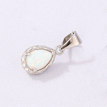 21922欧美时尚流行银饰澳宝三件套开口可调节戒指 d2192单吊坠-白澳宝