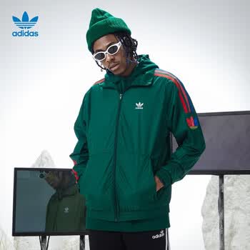 adidas阿迪达斯官网三叶草男女装情侣款运动拉链外套GE0847 深绿XS(参考身高:167~172CM)【图片价格品牌报价】-京东