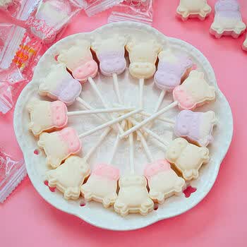 意网红可爱牛头棒棒糖牛奶糖奶片糖果小孩爱吃的小零食批发120g约15根