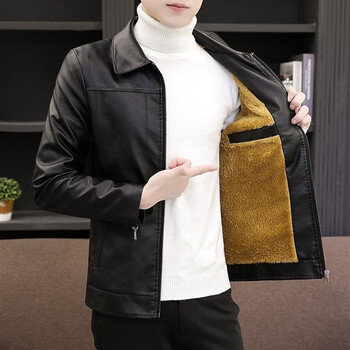 弘吖默忘forwinterwarmcoatjacketsfleeceleatherjacketmenmanblacks
