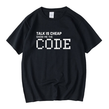 春夏新品程序员计算机编程短袖t恤 说的简单 上代码 纯棉圆领衣服