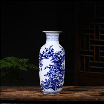 得爵景德镇陶瓷器仿古青花瓷富贵竹大花瓶中式家居客厅插花装饰品高端