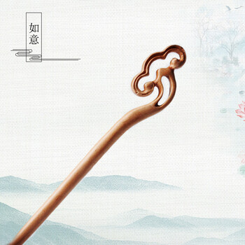 抖音同款桃木发簪手工桃木发簪手工雕刻木簪子刻字汉服盘发礼盒包装女
