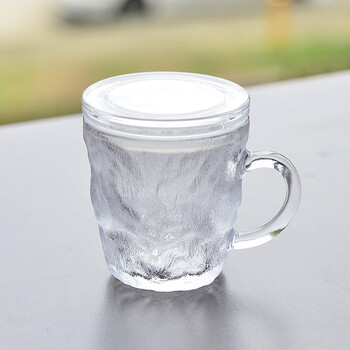 特百惠冰川杯冰川纹玻璃水杯带盖女生杯子家用ins高颜值饮料啤酒网红