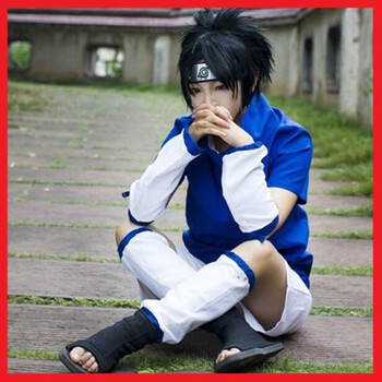 火影忍者t恤火影忍者 宇智波佐助 cosplay服装一代衣服cos全套蓝色
