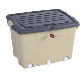 箱子塑料上锁收纳箱学生宿舍加锁书本储物箱整理箱特大米色644640密码