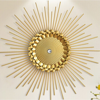 花金属壁饰客厅餐厅背景墙墙饰挂件艺术工艺品升级版新款金色70cm白钻