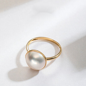 鸣缚饰界钻石海水珍珠戒指马贝珍珠大颗粒圆七夕情人节礼物送男女友89