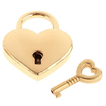 玫瑰金爱心锁七夕礼物小挂锁五金配件挂饰箱包装饰挂锁锁头小锁 金色