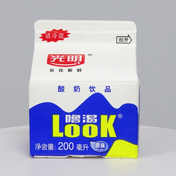 光明look酸奶盒装噜渴原味酸奶饮品冷藏牛奶白桃慕斯200ml36盒
