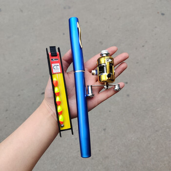 优格曼 迷你小海竿小海杆便携带轮冰钓杆筏钓儿童鱼竿钓鱼竿虾杆筏竿