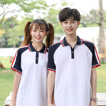 雅芊猫汕尾海陆丰中学生校服套装女班服新款夏季红杠情侣装套装上衣裤