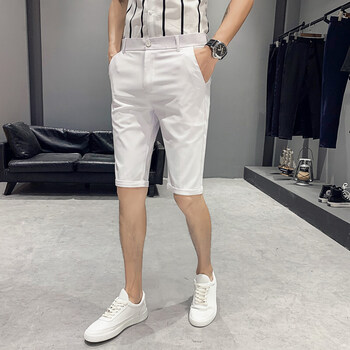 centuryboy世纪男孩夏季白色短裤男潮韩版修身百搭休闲七分裤潮流薄款