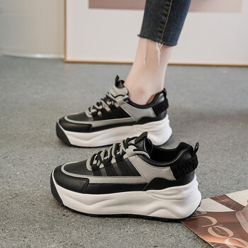 卓诗尼女鞋秋季新款时尚百搭高级感拼色老爹潮鞋女显脚小厚底增高松糕