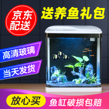 Sobo 松宝鱼缸水族箱免换水小型迷你生态桌面金鱼缸鱼缸造景浮法玻璃鱼缸带灯过滤器三合一水泵300 轻奢假山造景