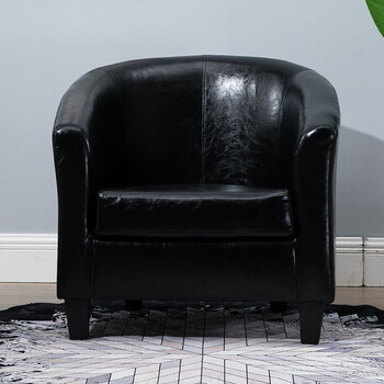 北欧小户型公寓出租房卧室电脑网咖布艺小沙发黑色油蜡皮小号单人66cm