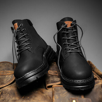 季回力休工地马丁靴男鞋高帮秋季户外运动防水防滑工作鞋复古工装劳保