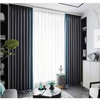 加高加长窗帘全遮光3米1新款双面麻北欧风轻奢拼色超高自建房窗帘深灰
