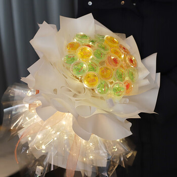 花束养乐多生日礼物送男友女友闺蜜全国同城配送店33颗喜之郎果冻花束