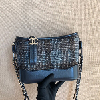二手推荐99新chanel香奈儿流浪包小号毛呢限量款链条包镭射28开