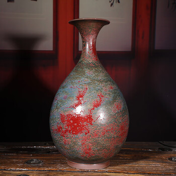忆品良禹州神垕钧瓷花瓶卢炉钧玉壶春客厅玄关高档瓷器摆件陶瓷花插瓶