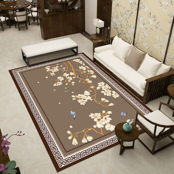 新中式地毯客厅沙发茶几毯简约中国风禅意卧室满铺床边毯可定制新中式