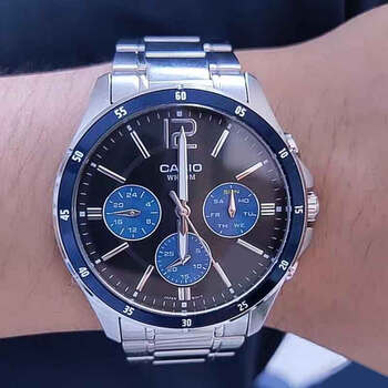 卡西欧(casio)手表男 黑暗之心钢带防水石英非机械男表mtp-1374l-1a