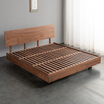 升升有财北美黑胡桃木悬浮床全实木床18米双人床北欧现代简约日式小
