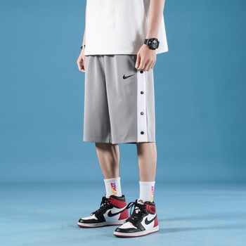 耐克nike潮牌排扣短裤男士夏季侧开全开扣纽扣裤休闲运动篮球训练裤男
