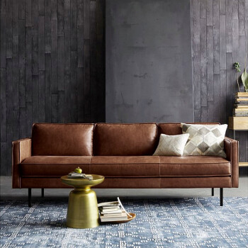 小户型皮艺沙发客厅整装美式工业风复古双人三人组合沙发 咖啡色ns