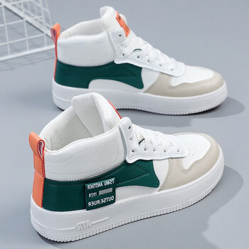 罗桦棉鞋女款冬季加绒2023年新款加厚保暖女鞋学生高帮运动大棉鞋米绿