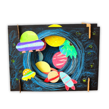 安格里儿童手工diy制作材料幼儿园立体环创贴画儿童浩瀚星空恐龙款