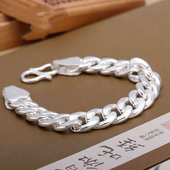 汝比银手链男999足银马鞭链女情侣手链霸气时尚足银链生日礼物12克长