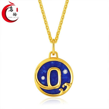 老凤凰款生日礼物黄金吊坠9999足金金罗马数字项链1314黄金项链女锁骨