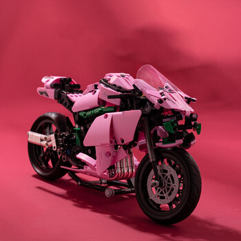 12机车送男朋友儿童节日礼物 川崎h2r(粉色838颗粒)