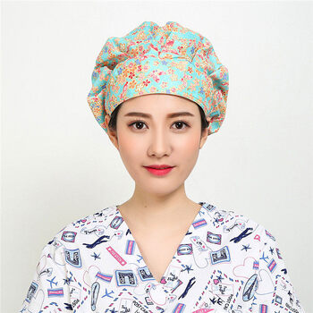 定制护士帽棉印花手术帽女医生护士长发工作帽包头帽花帽子.