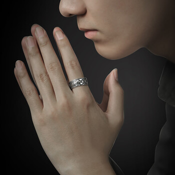 戒指男士复古个性小众开口可调节心经指环单身戒潮 招财貔貅开口戒