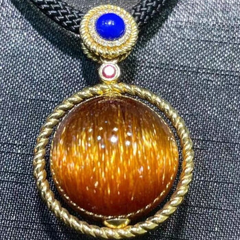 诺源珠宝天然巴西老矿铜顺发晶猫眼好运珠吊坠18k男女金款晶体通透