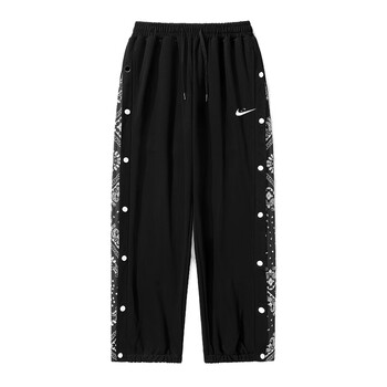 nike耐克潮牌腰果花男宽松抽绳春秋大码aj束脚休闲长裤运动排扣裤黑色